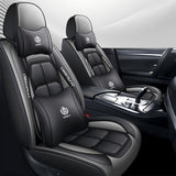 BGYFDU07 Seat Cover 5-Seater Full Set, Universal Type, Suitable for Most Cars, Cars, SUV, Trucks, Pickup Ttrucks, Airbags Compatible with Synthetic Leather Car Seat Cushion Protectors (Black Gray)
