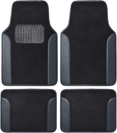 BDK Premium Gray Carpet Floor Mats for Cars - Universal Fit Interior 4-Piece Car Mats Full Set with Vinyl Heel Pad Protector - Cute Car Accessories Interior Floor Covers for SUVs & Trucks