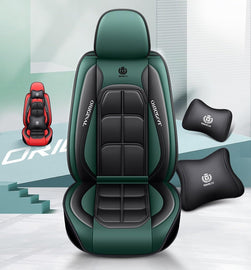 BGYFDU07 Seat Cover 5-Seater Full Set, Universal Type, Suitable for Most Cars, Cars, SUV, Trucks, Pickup Ttrucks, Airbags Compatible with Synthetic Leather Car Seat Cushion Protectors (Black Gray)