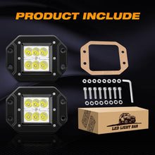 Load image into Gallery viewer, LED Light Bar 2PCS 18W LED Flood Off Road Light Pods, High Brightness LED Flood Beam Flush Mount Fog Lamps Driving Boats Work Lights for Truck Car Golf Cart SUV ATV Motor Jeep Tacoma Bumper