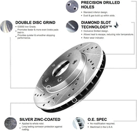 R1 Concepts Front and Rear Brakes and Rotors| Drilled Slotted Brake Rotors| Front and Rear Ceramic Brake Pads and Rotors Kit| Automotive Replacement Brake Kits