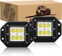 Load image into Gallery viewer, LED Light Bar 2PCS 18W LED Flood Off Road Light Pods, High Brightness LED Flood Beam Flush Mount Fog Lamps Driving Boats Work Lights for Truck Car Golf Cart SUV ATV Motor Jeep Tacoma Bumper