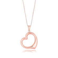 Load image into Gallery viewer, Rose Gold 14k Floating Heart Drop Pendant in Spring Ring Clasp