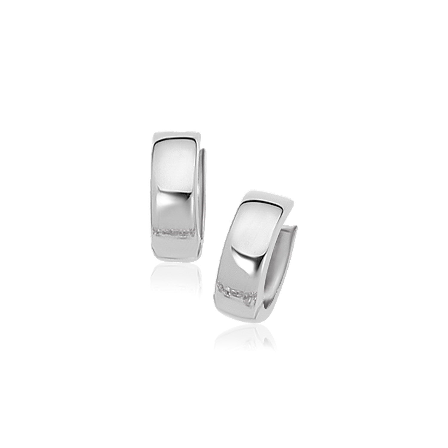 White Gold 10k Snuggable Hoop Earrings in Hinged Snap Back