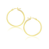 Yellow Gold 14k 25 mm Polished Hoop Earrings in Snap Lock