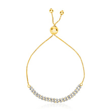 Load image into Gallery viewer, 14k TwoTone Yellow and White Gold Adjustable Textured Bracelet