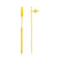 Yellow Gold 14k Polished Bar Earrings with Chain and Bar Drop in Push Back Backing