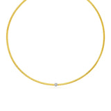 Two Tone Gold 14k Necklace with Brushed Texture and Diamonds in Lobster Claw Lock