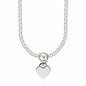Sterling Silver Stunning Rhodium Plated Rolo Chain Women's Necklace with a Heart Toggle Charm
