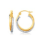 Two-Tone Gold 14k Interlaced Hoop Earrings with Hammered Texture in Snap Lock