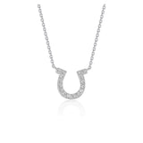 14k White Gold Horseshoe Design Diamond Pendant