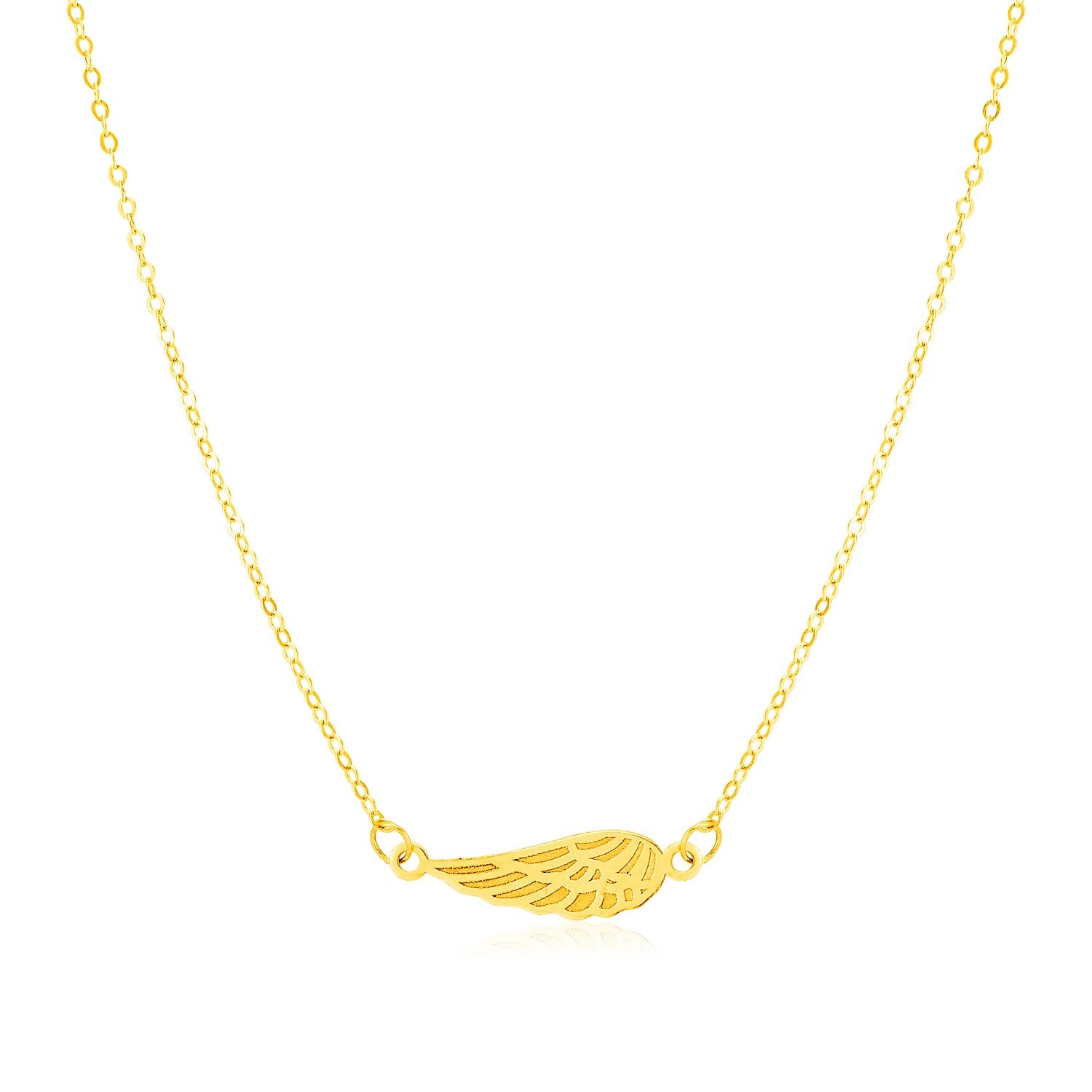 Yellow Gold 14k Angel Wing Necklace in Lobster Claw Lock