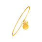Yellow Gold 14k Bangle with Engraved Love and Puffed Heart Charms