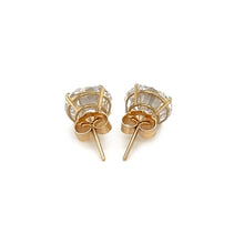 Load image into Gallery viewer, Yellow Gold 14k 8.0mm Round CZ Stud Earrings in Push Back Backing