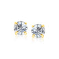 Yellow Gold 14k 8.0mm Round CZ Stud Earrings in Push Back Backing