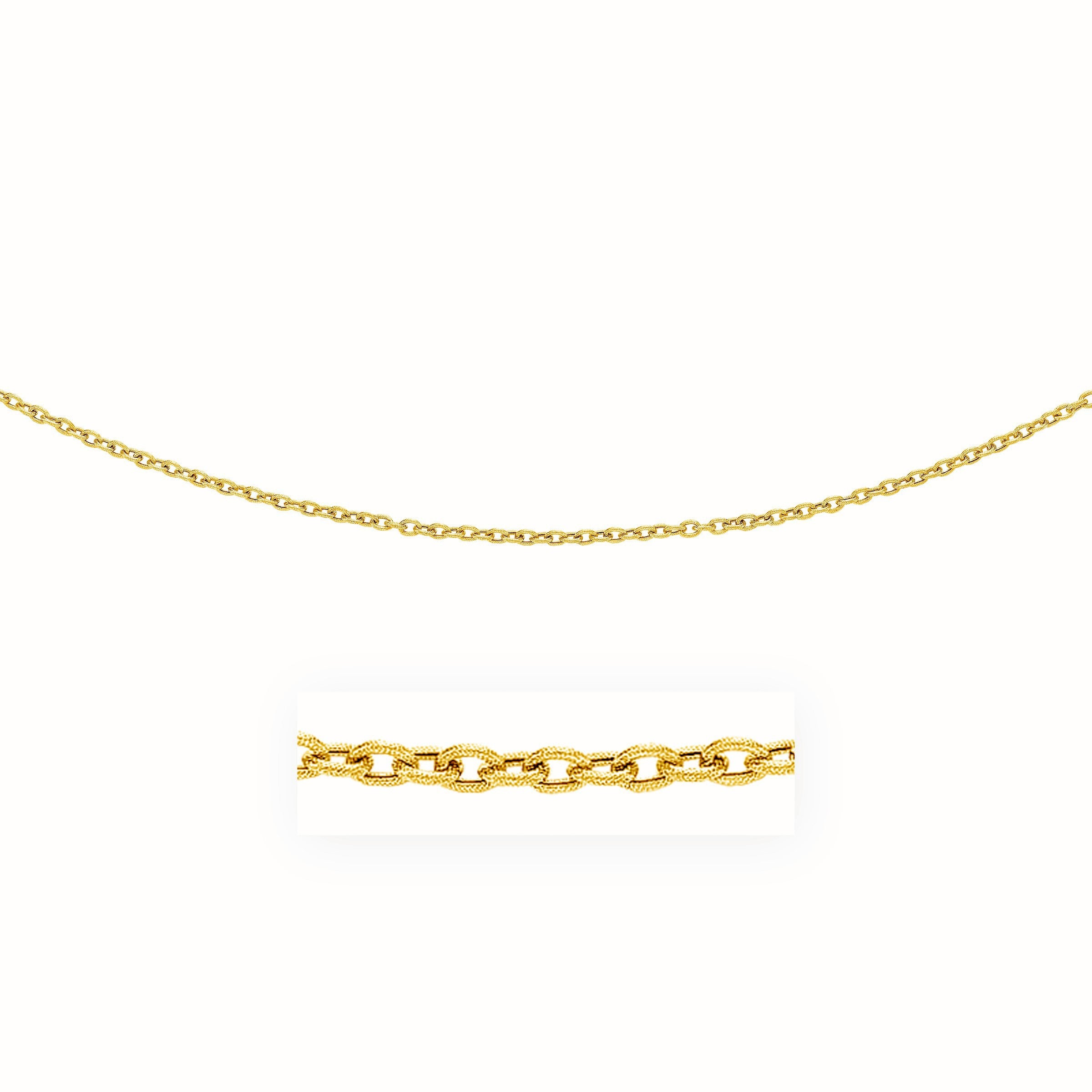 Yellow Gold 14k 3.5mm Pendant Chain with Textured Links in Lobster Claw Lock