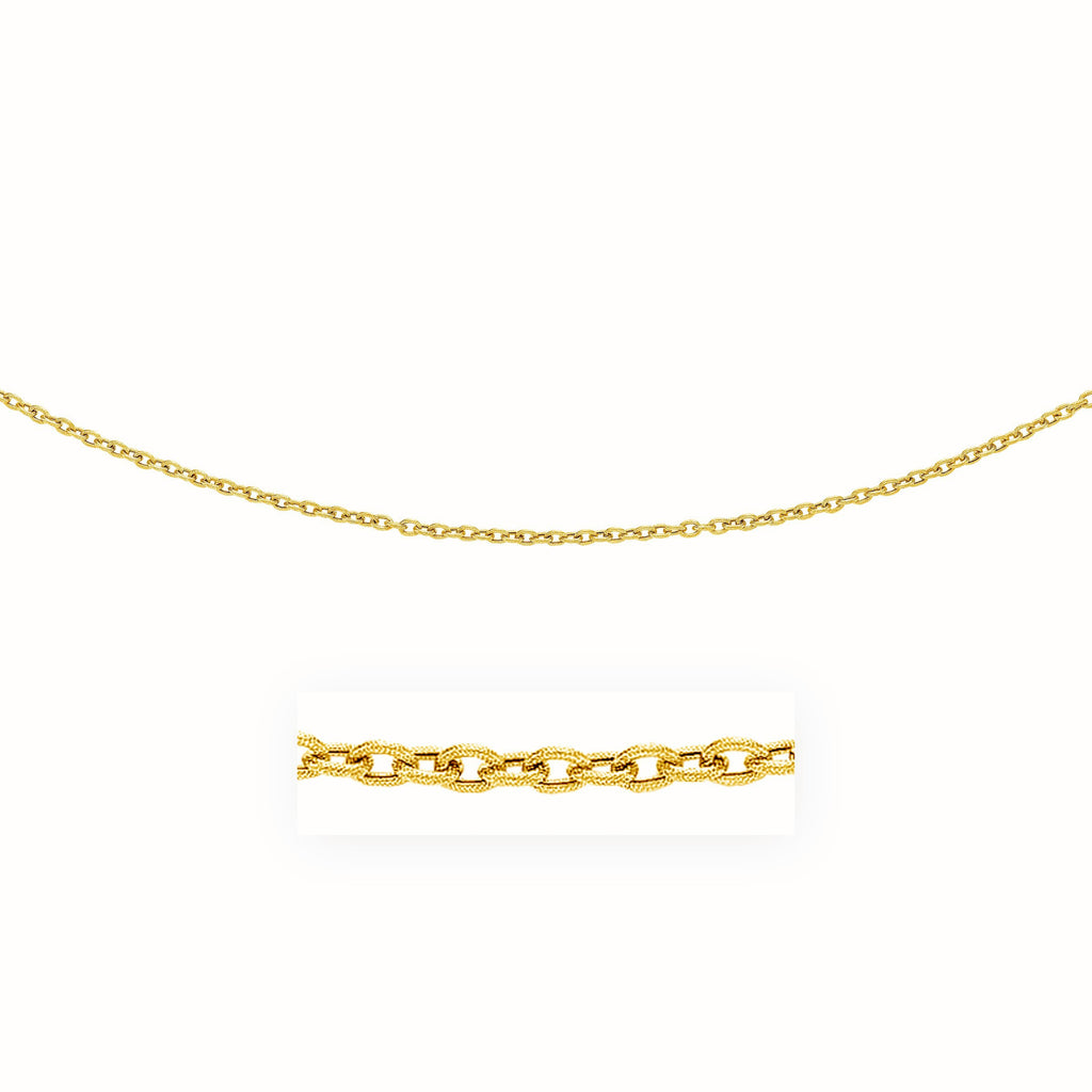 Yellow Gold 14k 3.5mm Pendant Chain with Textured Links in Lobster Claw Lock