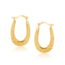 Load image into Gallery viewer, 10k Yellow Gold Fancy Oval Hoop Earrings