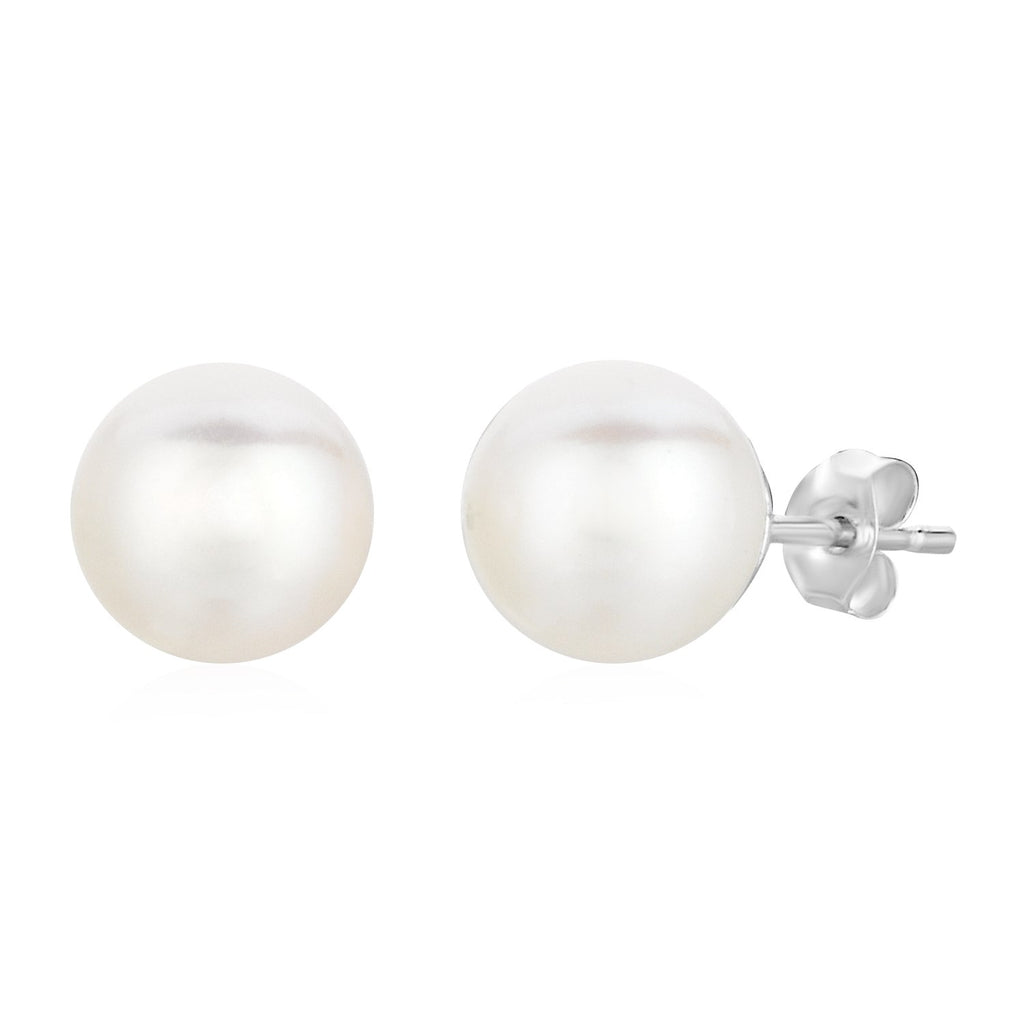 Freshwater Pearl Earrings in Sterling Silver in Hinged Snap Back