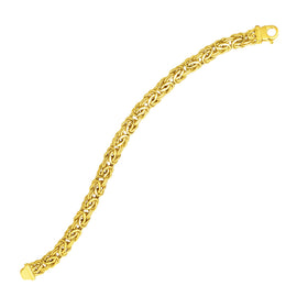 Yellow Gold 14k Byzantine Link Stylish Bracelet in Lobster Claw Lock