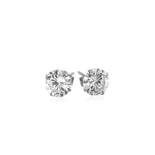Load image into Gallery viewer, White Gold 14k Stud Earrings with White Hue Faceted Cubic Zirconia in Push Back Backing