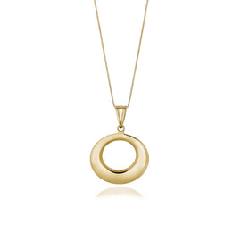 Yellow Gold 14k Open Circle Drop Pendant in Spring Ring Clasp