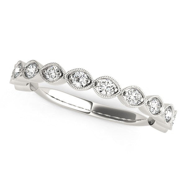 White Gold 14k Antique Style Crafted Diamond Wedding Band 3/8 cttw