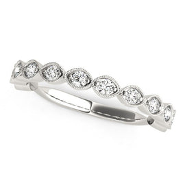 White Gold 14k Antique Style Crafted Diamond Wedding Band 3/8 cttw