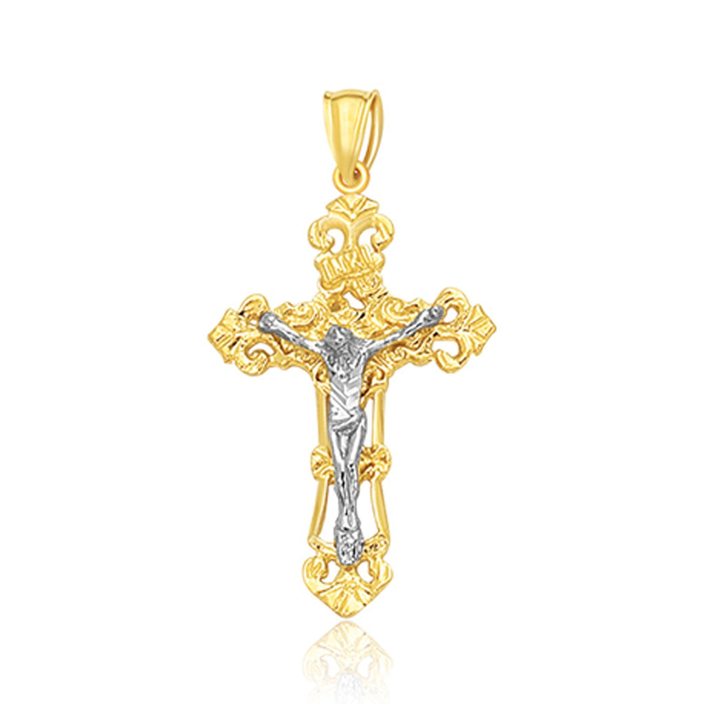 Two Tone Gold 14k Stunning Cross Pendant