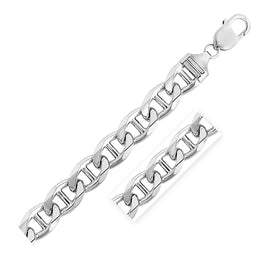 Sterling Silver 10mm Rhodium Plated Mariner Chain in Lobster Claw Closure
