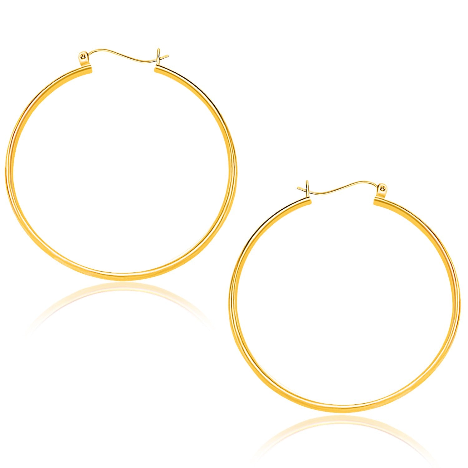 Yellow Gold 14k 40mm Polished Hoop Earrings in Snap Lock