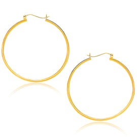 Yellow Gold 14k 40mm Polished Hoop Earrings in Snap Lock