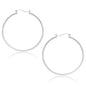 White Gold 10k 40mm Polished Hoop Earrings in Snap Lock