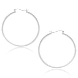 White Gold 10k 40mm Polished Hoop Earrings in Snap Lock
