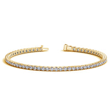 Load image into Gallery viewer, 14k Yellow Gold Round Diamond Tennis Bracelet (3 cttw)