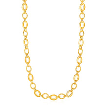 Load image into Gallery viewer, Yellow Gold 14k Shiny and Textured Oval Link Necklace in Lobster Claw Lock