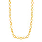 Yellow Gold 14k Shiny and Textured Oval Link Necklace in Lobster Claw Lock