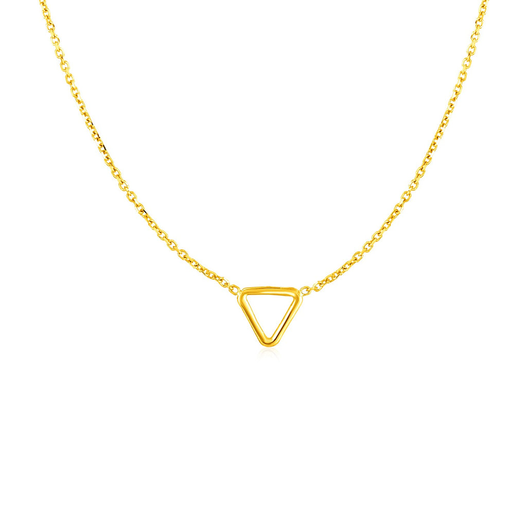 Yellow Gold 14k Necklace with Petite Open Triangle Pendant in Spring Ring Clasp