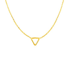 Load image into Gallery viewer, Yellow Gold 14k Necklace with Petite Open Triangle Pendant in Spring Ring Clasp