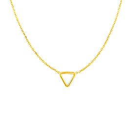 Yellow Gold 14k Necklace with Petite Open Triangle Pendant in Spring Ring Clasp