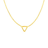 Yellow Gold 14k Necklace with Petite Open Triangle Pendant in Spring Ring Clasp