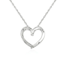 Load image into Gallery viewer, Sterling Silver Open Heart Pendant with Diamonds in Lobster Claw Lock