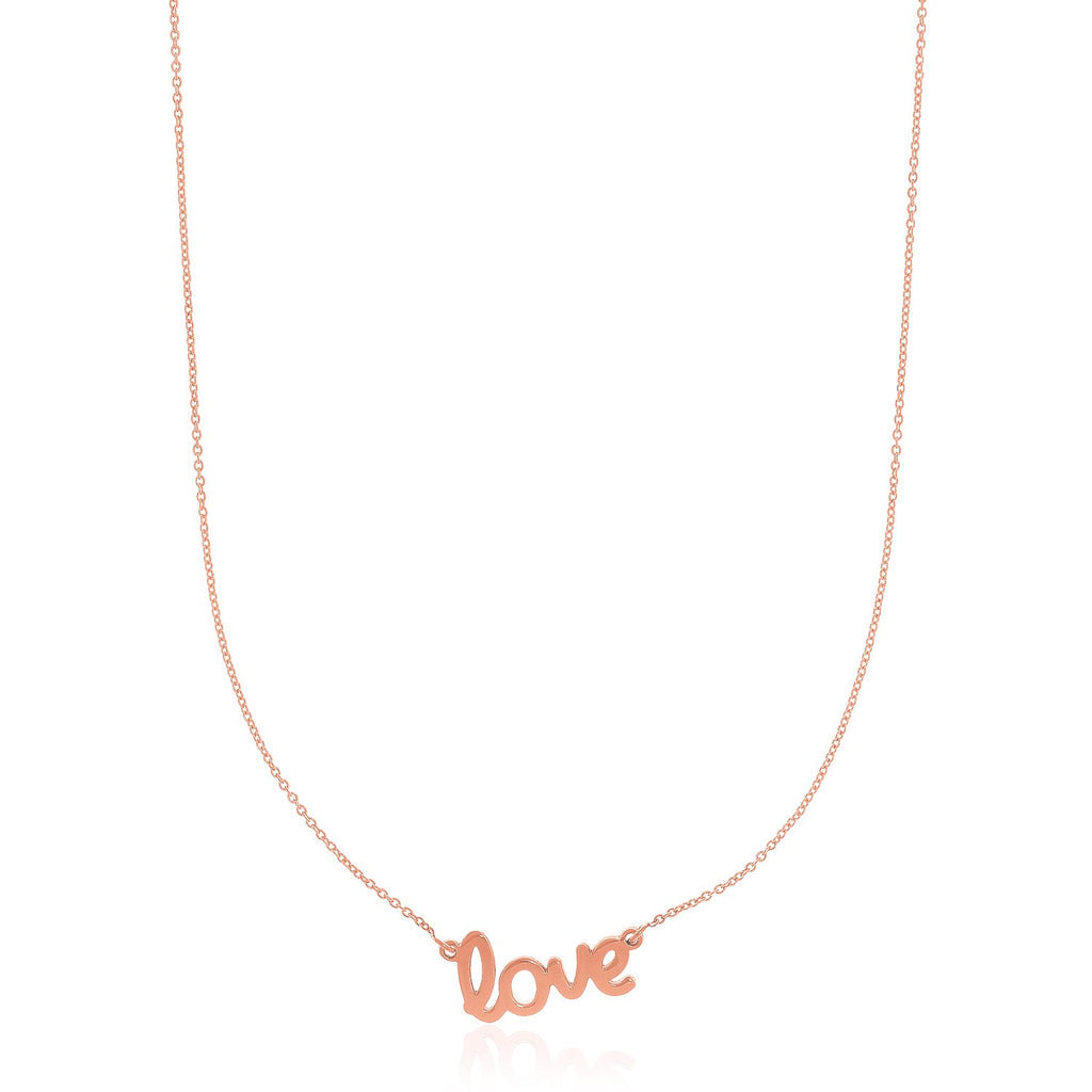 Rose Gold 14k Script LOVE Necklace in Lobster Claw Lock