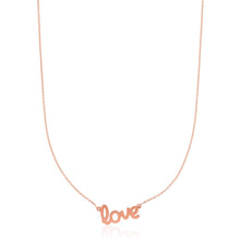 Load image into Gallery viewer, Rose Gold 14k Script LOVE Necklace in Lobster Claw Lock