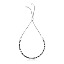 Load image into Gallery viewer, Sterling Silver 9 1/4 inch Adjustable Bracelet with Black Cubic Zirconias