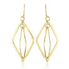 Load image into Gallery viewer, Yellow Gold 14k Flat Open Diamond Interlaced Style Drop Earrings in French Wire