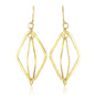 Yellow Gold 14k Flat Open Diamond Interlaced Style Drop Earrings in French Wire