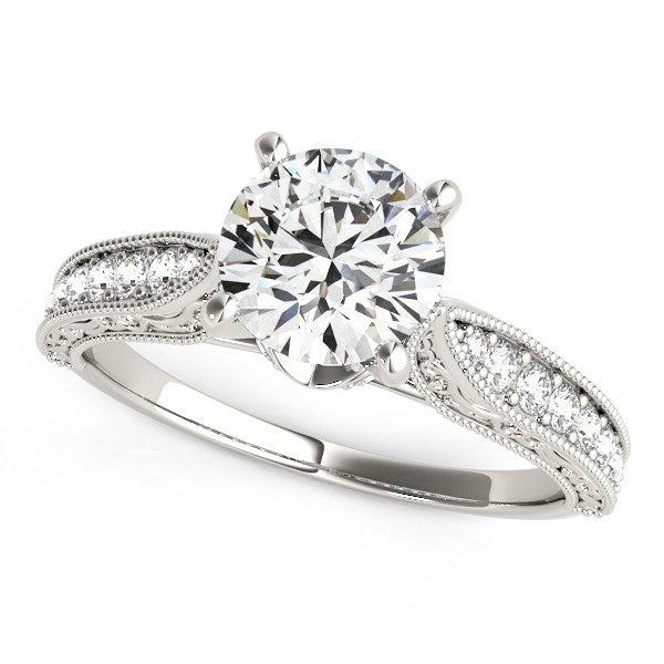 White Gold 14k Crafted Antique Design Diamond Engagement Ring