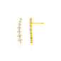 Yellow Gold 14k Climber Post Earrings with Cubic Zirconias in Push Back Backing