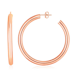 Rose Gold 14k Crafted Polished Hoop Earrings Ideal for Any Ocassions
